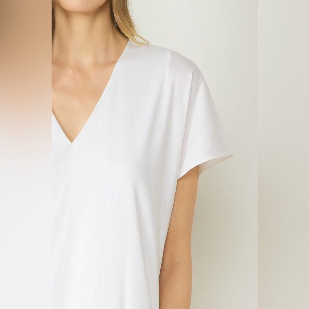Entro V-neck short sleeve midi dress featuring braided fringe detail - Picture 6 of 7